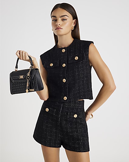 Black Boucle Shorts