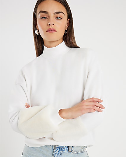 Cream Faux Fur Cuff Sweatshirt