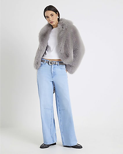 Blue Baggy Wide Leg Jeans