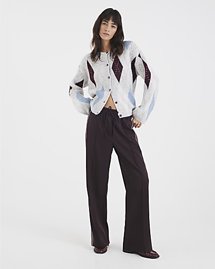 Red Pinstripe Tailored Wide Leg Joggers