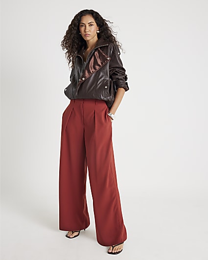 Red Wide Leg Trousers