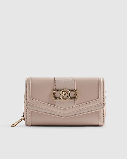 Pink Panelled Zip Around Purse