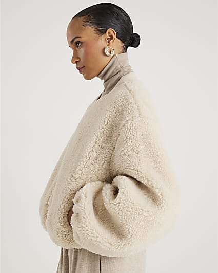 Cream Borg Bomber Jacket