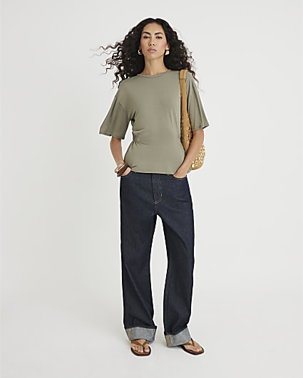 Khaki Elasticated Waist T-Shirt