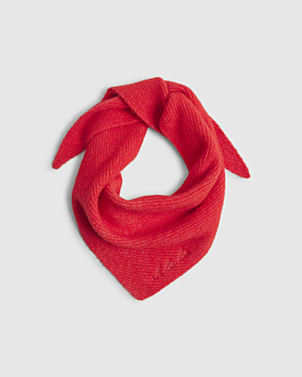 Red Triangle Knitted Rib Scarf