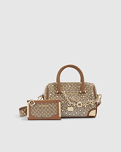Beige Monogram Diamante Bowler Bundle Bag