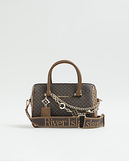 Brown Monogram chain detail Bowler bag