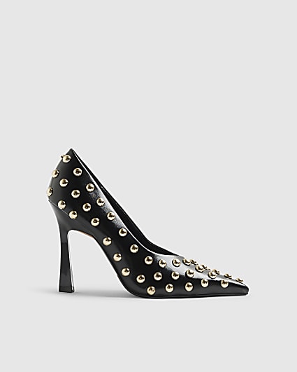 Black Studded Court Heels