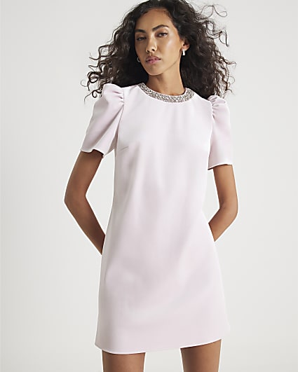 Pink Velvet Embellished Dress