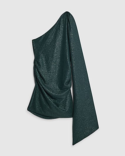 Petite Green Sleeveless Asymmetric Mini Dress
