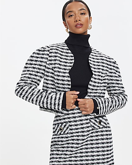 Petite Black Check Boucle Jacket