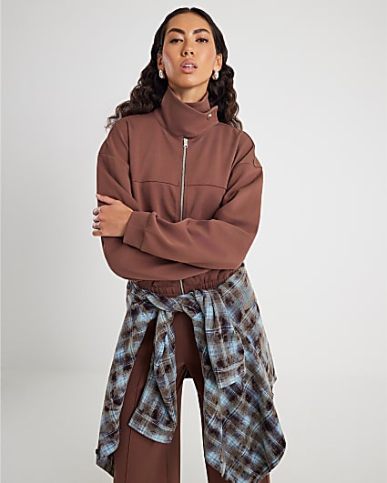 Brown Harrington Zip Jacket