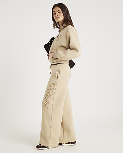 Beige NYC Wide Leg Joggers
