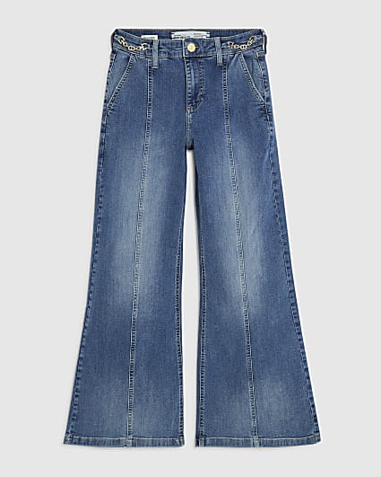 Petite Blue High Rise Snaffle Flared Jeans