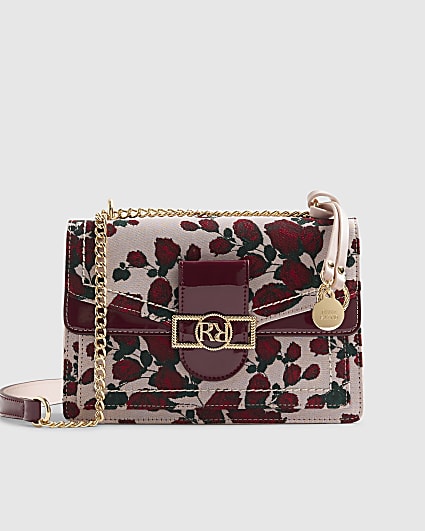Pink Floral RR Panelled Shoulder Bag
