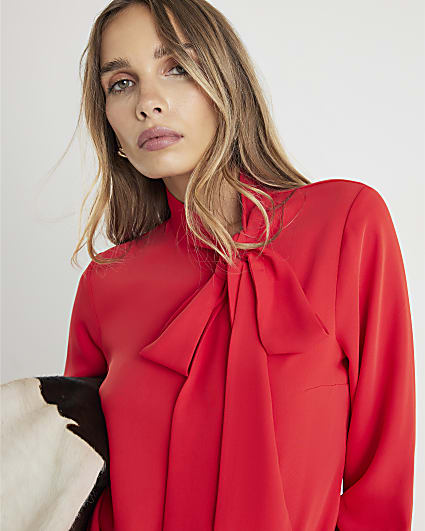 Red Pussybow Blouse