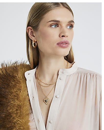 Gold Heart Layered Necklace