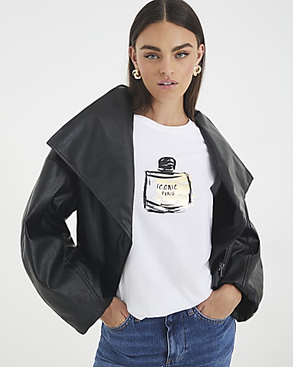 White Short Sleeve Foil Perfume T-shirt