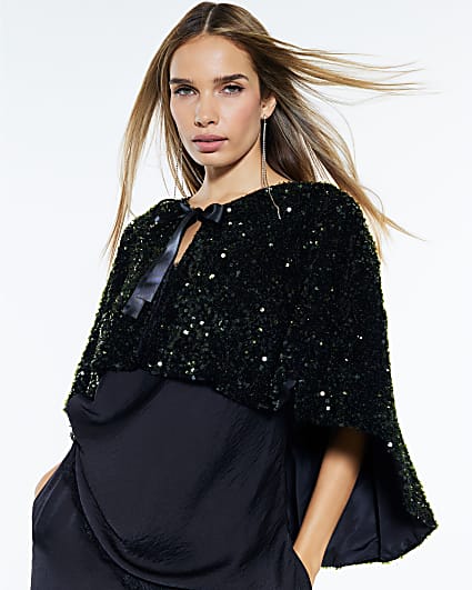 Green Sequin Bow Cape