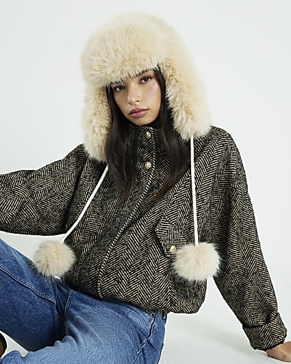 Cream Faux Fur Trapper Hat