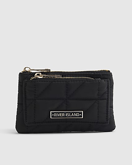 Black Soft Quilted Pouch Purse