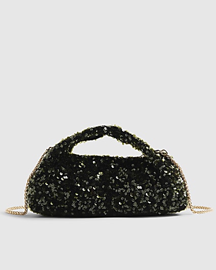 Green Sequin Grab Clutch bag