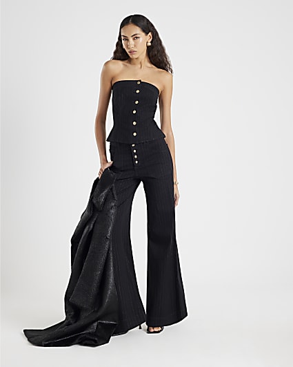 Black Pinstripe Palazzo Jeans