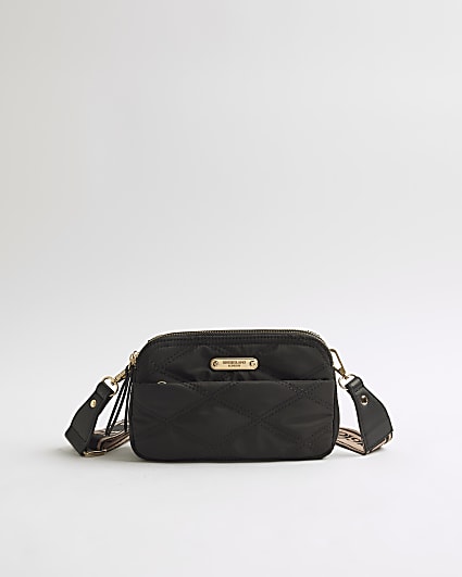 Black Quilted Camera Cross Body Bag