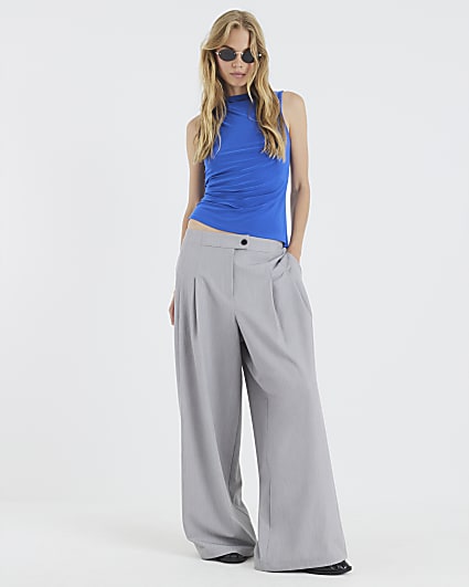 Blue Sleeveless Asymmetric Top