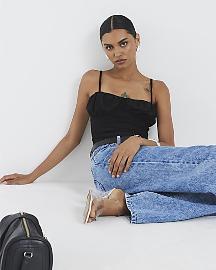 Black Sleeveless Corset Bodysuit