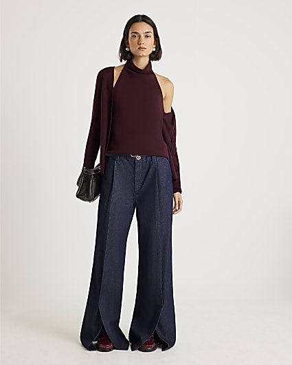 Red 2 in 1 Drape Top