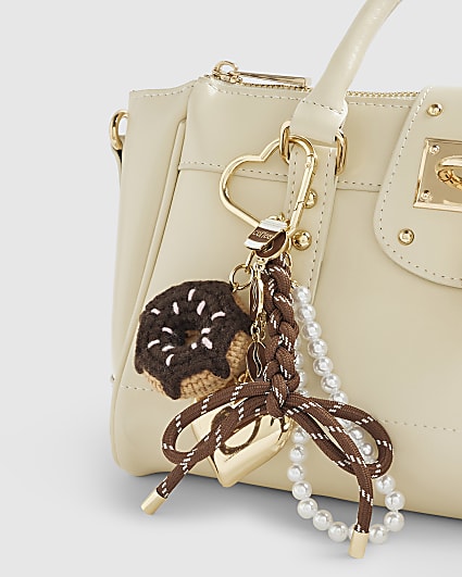 Brown Knitted Doughnut Bag Charm