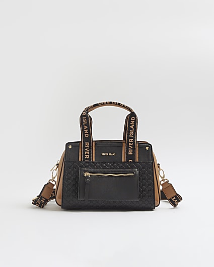 Black Small monogram webbed front Tote bag