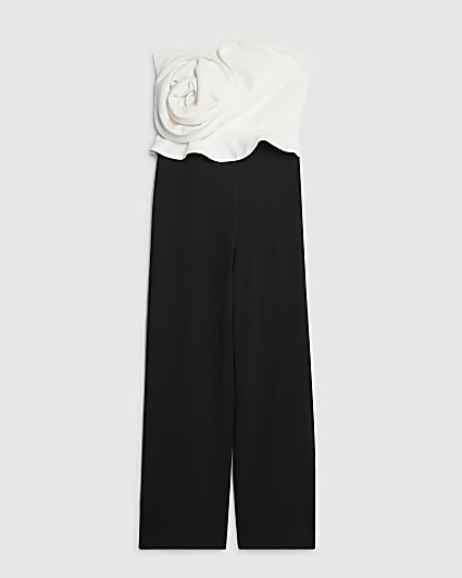 Petite Black Monochrome Bandeau Jumpsuit
