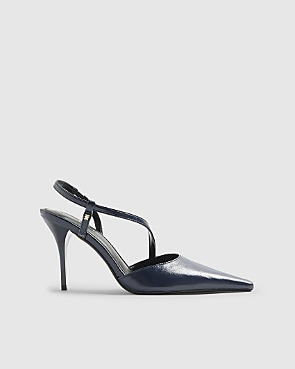 Navy Strap Court heels