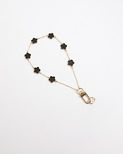 Black Flower Phone Chain
