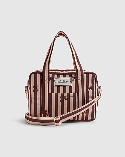 Pink Bow Stripe Holdall Bag