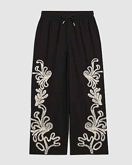 Petite Black Craft Stitch Trousers