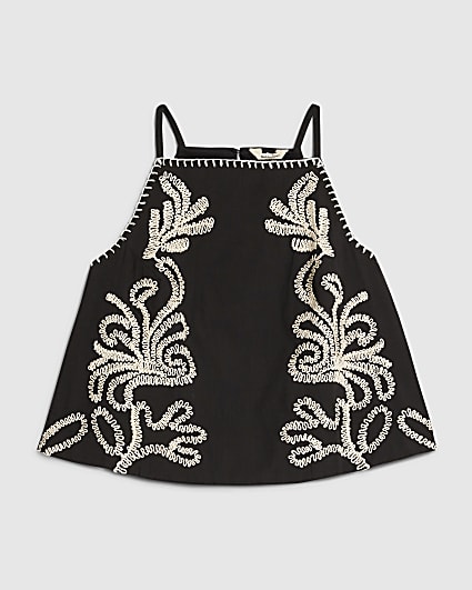 Petite Black Craft Stitch Tank Top