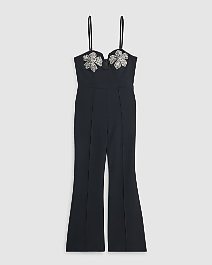Petite Black Embellished Bandeau Jumpsuit