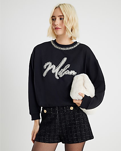 Black Milan Boucle Sweatshirt