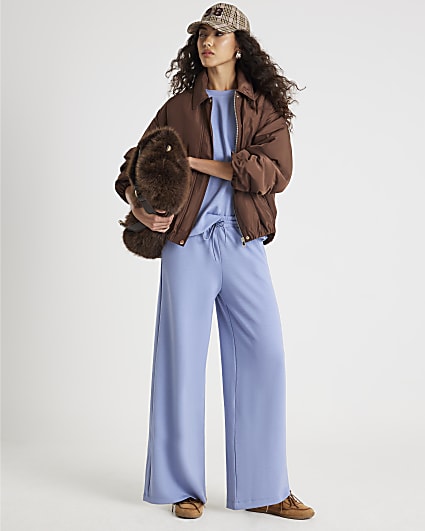 Blue Premium Wide Leg Joggers