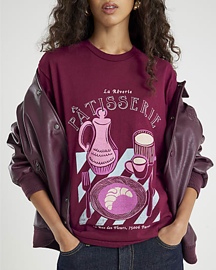 Brown Short Sleeve Patisserie Sketch T-shirt