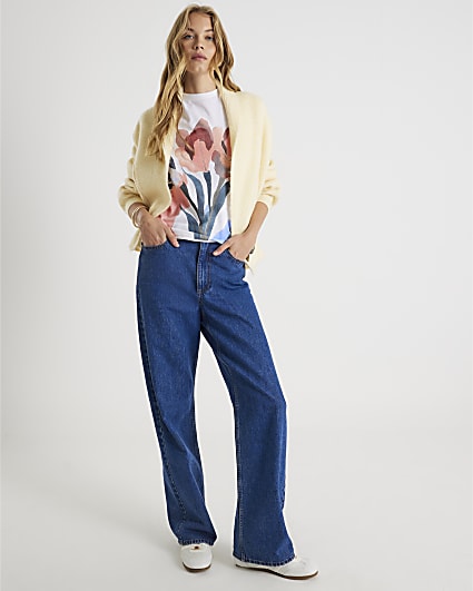 White Short Sleeve Flower T-shirt