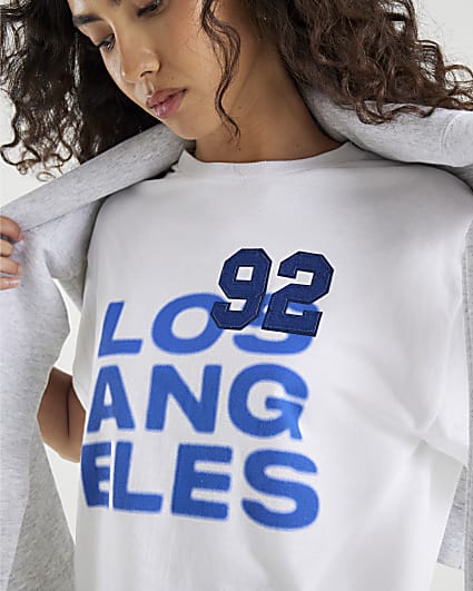 White Los Angeles Denim Patch T-shirt
