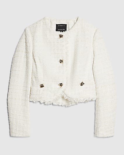 Petite Cream Boucle Long Sleeve Trophy Jacket