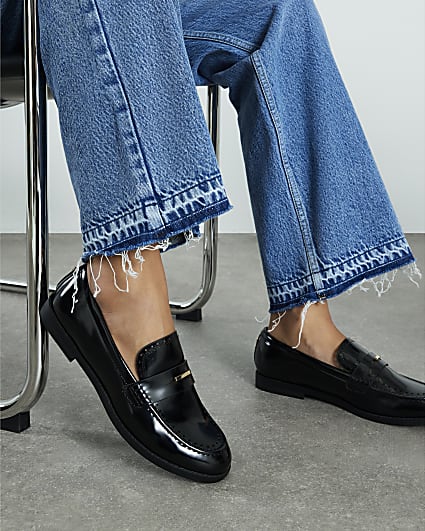 Black Gold Trim Loafers