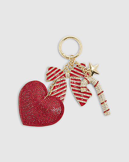 Red Christmas Heart Bag Charm