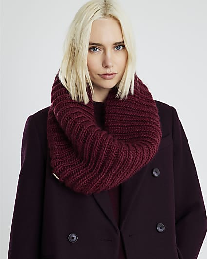 Red  Knitted Oversized Snood