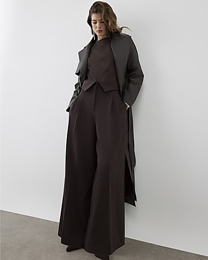 RI Studio Brown fold over Waist Wide Trousers
